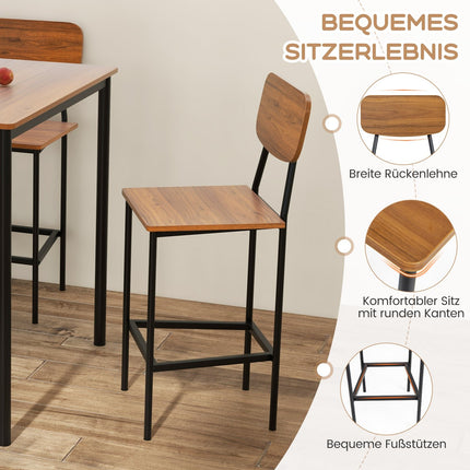 Counter-Height Dining Set with 4 Stools, Dark Brown, MDF