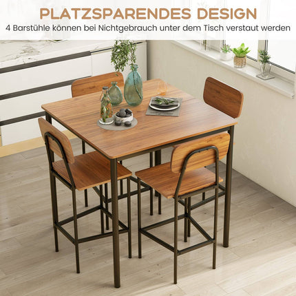 Counter-Height Dining Set with 4 Stools, Dark Brown, MDF