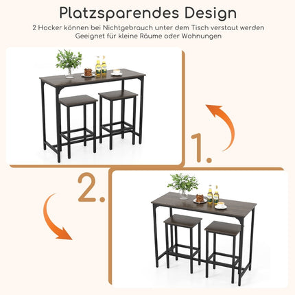 Counter-Height Dining Set with Table & 2 Stools, Industrial Style