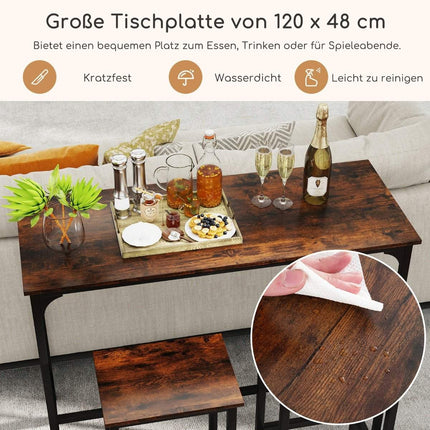 Counter-Height Dining Set with Table and 2 Stools, Brown