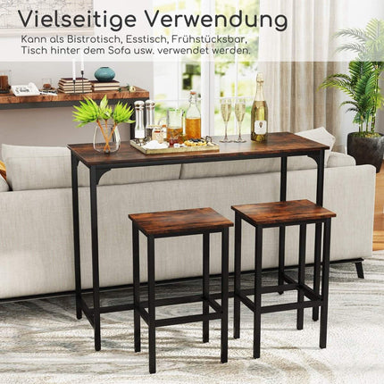 Counter-Height Dining Set with Table and 2 Stools, Brown