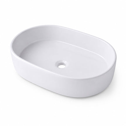 Countertop Ceramic Washbasin, White, 55 x 34 x 14.5 cm