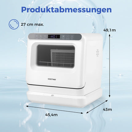 Countertop Dishwasher with 8.25L Tank, 6 Programs, White