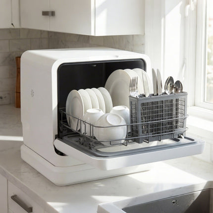 Countertop Dishwasher with 8.25L Tank, 6 Programs, White