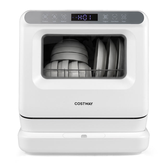 Countertop Dishwasher with 8.25L Tank, 6 Programs, White