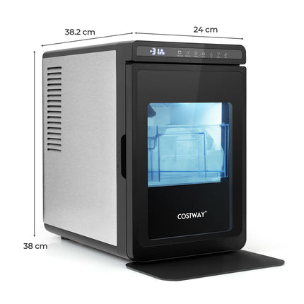 Countertop Ice Maker, 12kg/Day, 4cm Square Clear Cubes, Silver