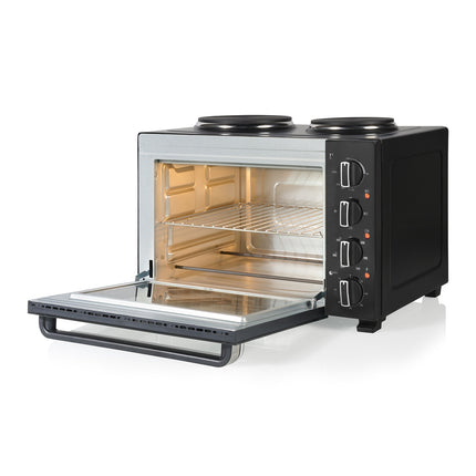 Countertop Mini Oven 35L with Two Hot Plates 1000W and 700W, 3200W, Convection