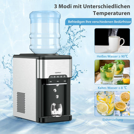 Countertop Water Dispenser, Hot Cold Ice Maker, Silver