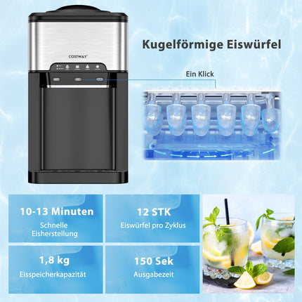 Countertop Water Dispenser, Hot Cold Ice Maker, Silver