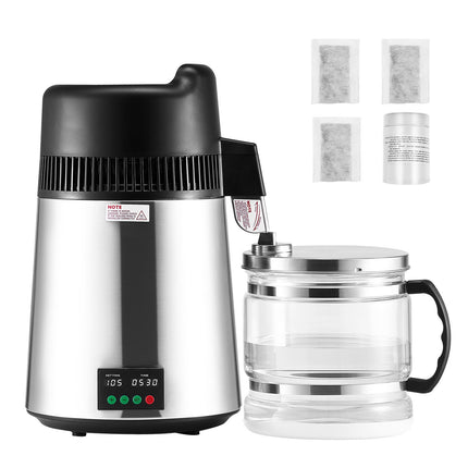 Countertop Water Distiller, 6L 900W, Glass Carafe, Steel Tank