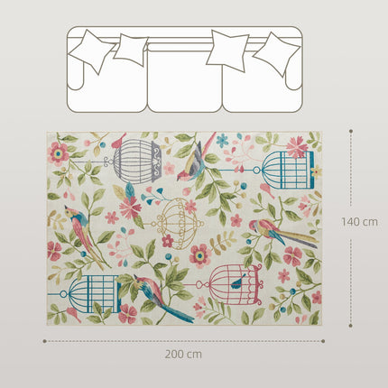 Country Rug, Polyester, Non-Slip, Easy Care, 200x140 cm