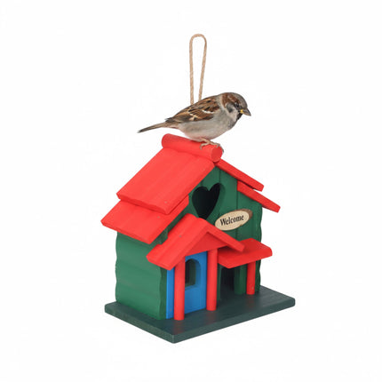 Country-Style Birdhouse, Weatherproof Pine, Hanging Loop