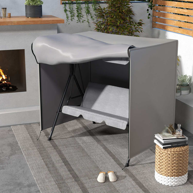 Waterproof garden swing with sun protection, Grey, 177x114x152 cm