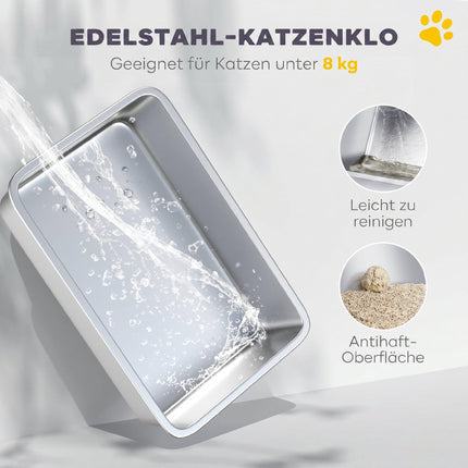 Covered Cat Litter Box, Stainless Tray, Front Entry, Top Exit