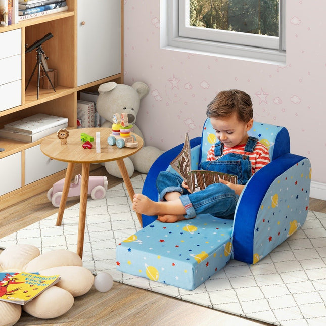 Cozy 3-in-1 convertible children's armchair children's folding sofa 92 x 47 x 29 cm blue