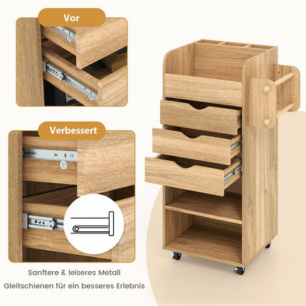 Craft Storage Cart with 3 Drawers and 2 Rods