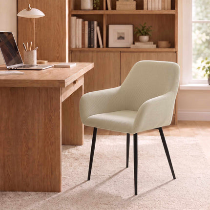 Cream Dining Chairs Set of 2, Padded with Metal Legs