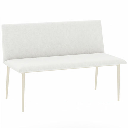 Cream Linen-Look Dining Bench, Armless, 120cm, Metal Legs