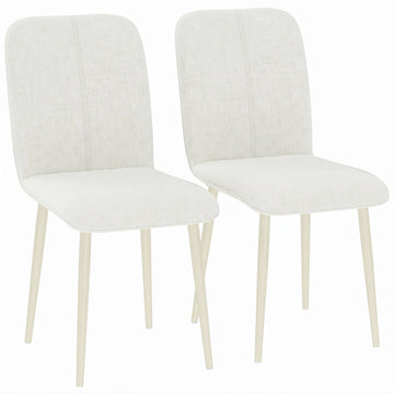 Cream Linen-Style Dining Chairs, Set of 2, Padded, Lightweight