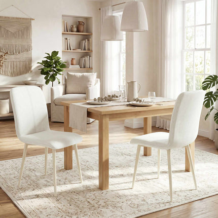 Cream Linen-Style Dining Chairs, Set of 2, Padded, Lightweight