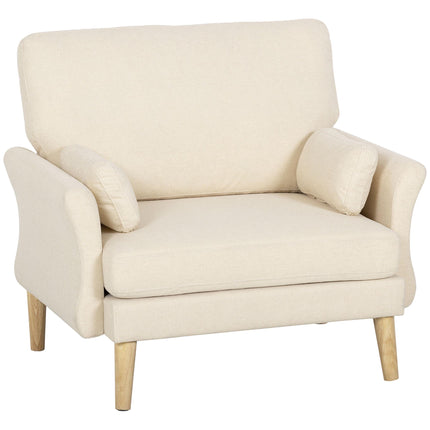 Cream Velvet Accent Chair, 83 cm Seat, Includes 2 Cushions