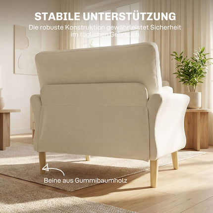 Cream Velvet Accent Chair, 83 cm Seat, Includes 2 Cushions