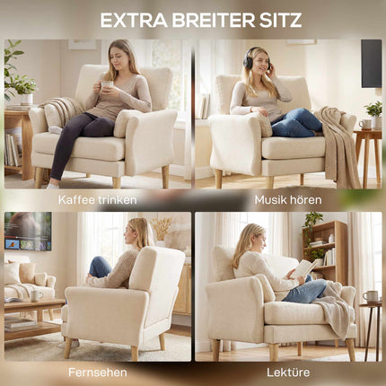 Cream Velvet Accent Chair, 83 cm Seat, Includes 2 Cushions