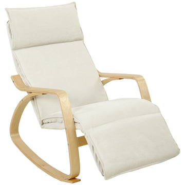 Cream White Rocking Chair with Adjustable Footrest