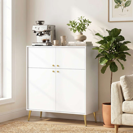 Cream White Sideboard with Gold Accents, 105.4 cm