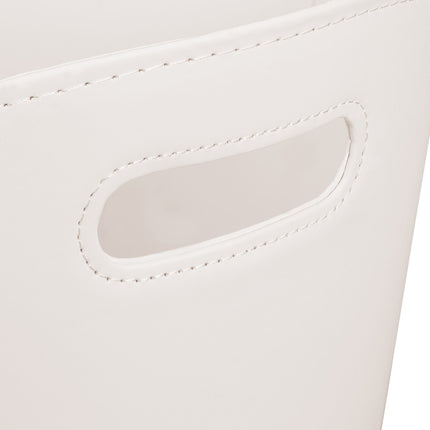 Cream White Wooden basket Artificial leather