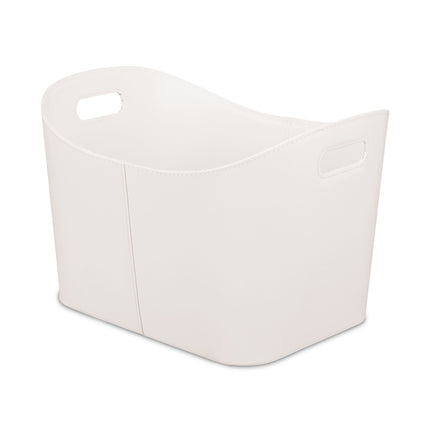 Cream White Wooden basket Artificial leather
