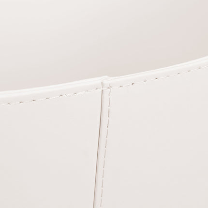 Cream White Wooden basket Artificial leather