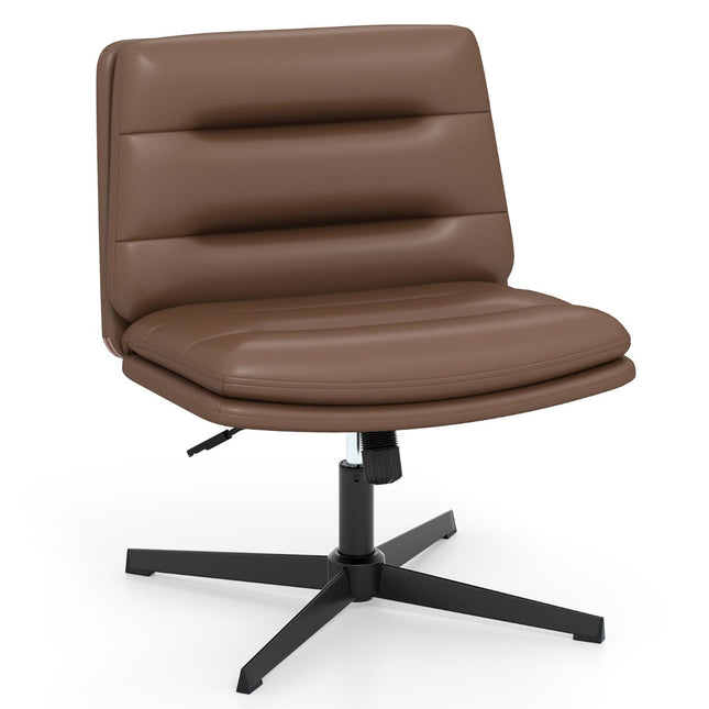 Cross-Legged Office Chair, Adjustable Height, Brown