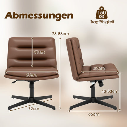 Cross-Legged Office Chair, Adjustable Height, Brown