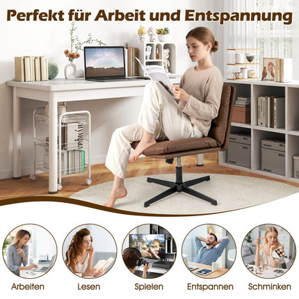 Cross-Legged Office Chair, Adjustable Height, Brown
