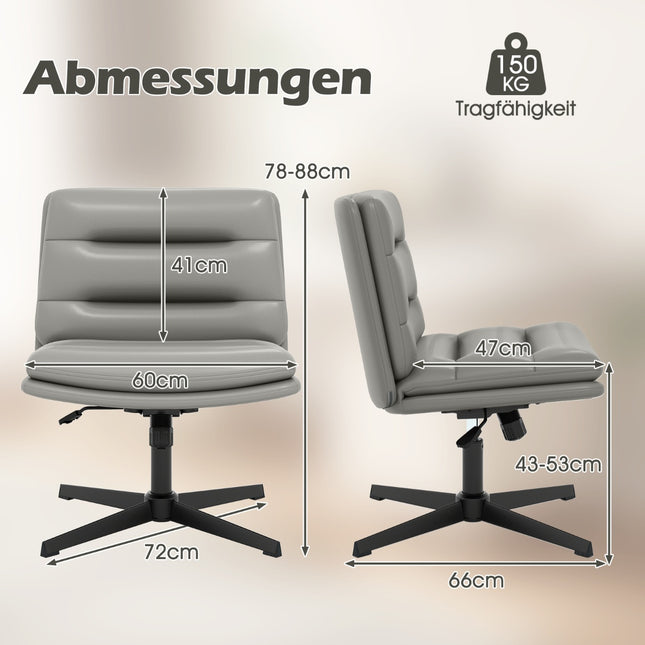 Cross-Legged Office Chair, Adjustable Height, Grey