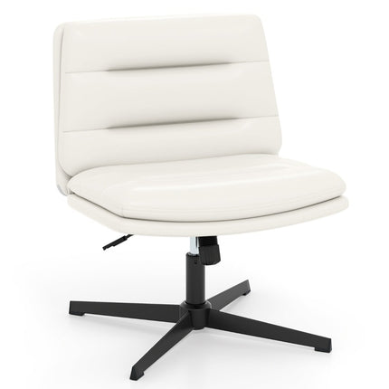 Cross-Legged Office Chair, Adjustable Height, White