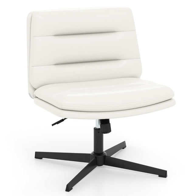 Cross-Legged Office Chair, Adjustable Height, White