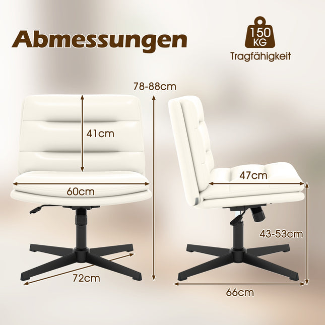 Cross-Legged Office Chair, Adjustable Height, White