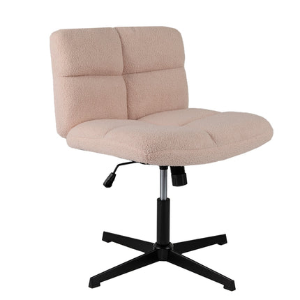 Cross-Legged Office Chair, Pink Faux Fur, Ergonomic Design