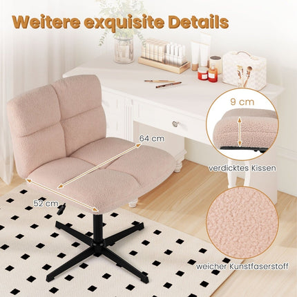 Cross-Legged Office Chair, Pink Faux Fur, Ergonomic Design