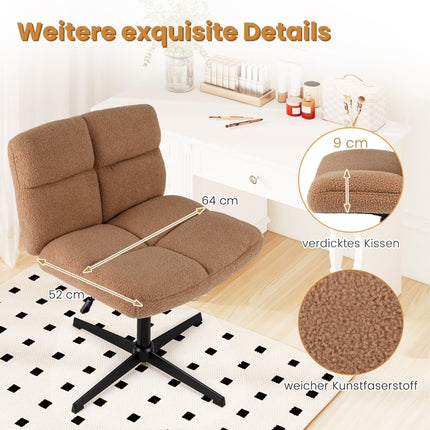 Cross-Legged Office Chair, Wide Seat, Brown, Adjustable