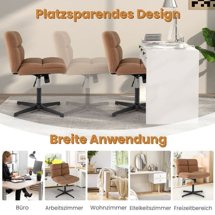 Cross-Legged Office Chair, Wide Seat, Brown, Adjustable