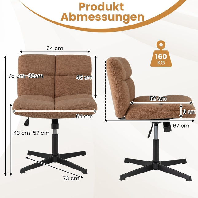 Cross-Legged Office Chair, Wide Seat, Brown, Adjustable