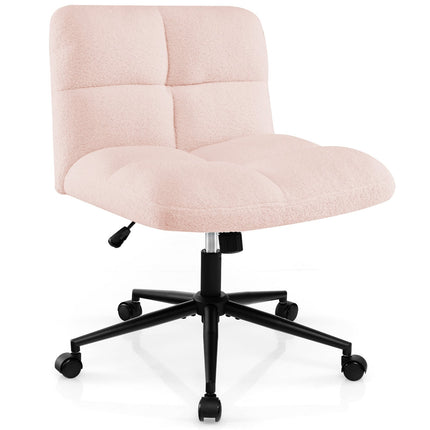 Cross-Legged Office Chair with Wheels, Pink, Adjustable Height