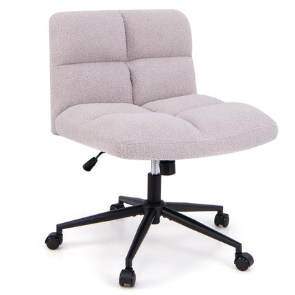 Cross-Legged Office Chair with Wheels, Wide Seat, Light Gray