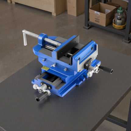 Cross Slide Drill Press Vise, 6 in Jaw, X-Y Cast Iron