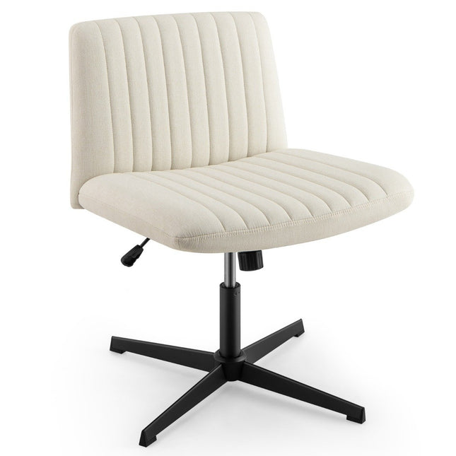 Cross-legged chair without armrests swivel chair with wide seat desk chair beige