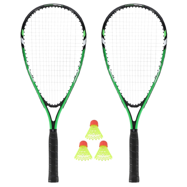 Crossminton Set with 2 Rackets, Shuttlecocks, Green Cover