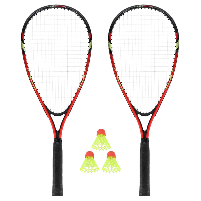 Crossminton Set with 2 Rackets, Shuttlecocks, Red Cover